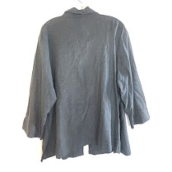 Bob Mackie Women Black w/Purple Floral Embroidered Linen Blend Button Up Top 1X - Picture 2 of 7